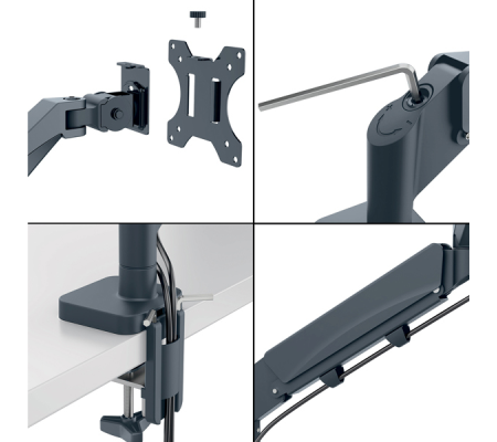Braccio salvaspazio - per 2 monitor - grigio scuro - Ergo - Leitz - 65370089 - 4002432134687 - DMwebShop - 2