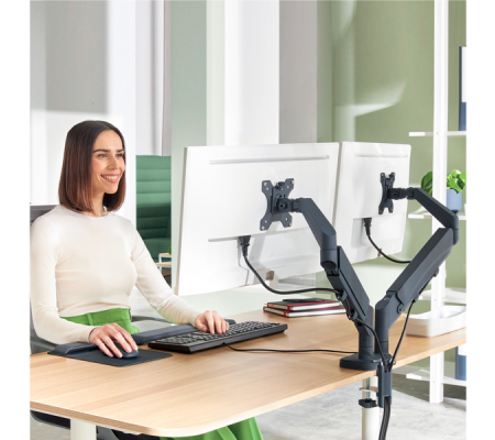 Braccio salvaspazio - per 2 monitor - grigio scuro - Ergo - Leitz - 65370089 - 4002432134687 - DMwebShop - 3