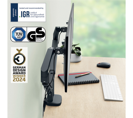 Braccio salvaspazio - per 2 monitor - grigio scuro - Ergo - Leitz - 65370089 - 4002432134687 - DMwebShop - 4
