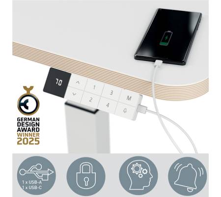 Scrivania Compatta Elettrica Sit-Stand - fissa - 80 x 60 x 65 cm - bianco - Leitz - 65340001 - 4002432138371 - DMwebShop - 3