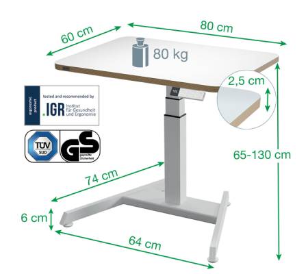 Scrivania Compatta Elettrica Sit-Stand - fissa - 80 x 60 x 65 cm - bianco - Leitz - 65340001 - 4002432138371 - DMwebShop - 4