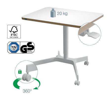 Scrivania Compatta pneumatica Sit-Stand - mobile - 80 x 60 x 75 cm - bianco - Leitz - 65360001 - 4002432138395 - DMwebShop - 3