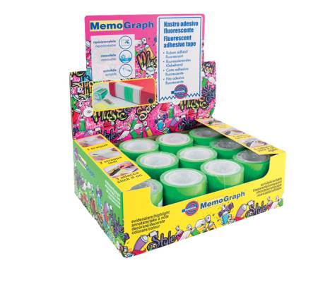Ricarica nastro adesivo Memograph - 5 cm x 10 mt - verde - conf. 12 pezzi - Eurocel - 021300652 - 8001814192877 - DMwebShop - 1