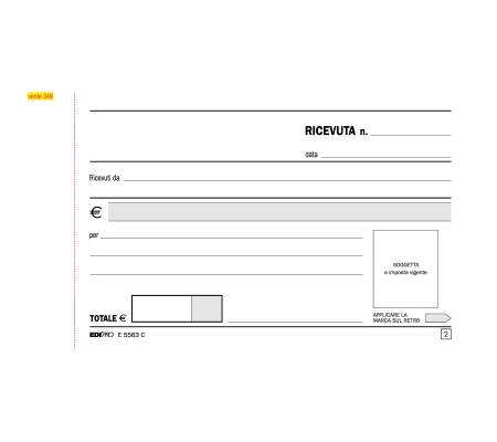 Blocco ricevute generiche 50 fogli 2 copie autoricalcanti 9 - 9 x 17 cm 50 fogli Edipro E5563C - 2722 - 2