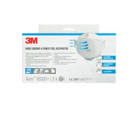 Mascherina Aura 9320+ FFP2 - senza valvola - monouso - conf. 5 pezzi - 3M - 7100252554 - 4064035053932 - DMwebShop - 1