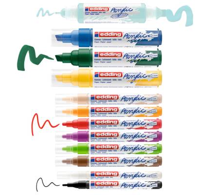 Marcatore permanente acrilico Creative Set - punta tonda e scalpello - colori assortiti - conf. 12 pezzi - Edding - 4-CS12B - 4057305031044 - DMwebShop - 1