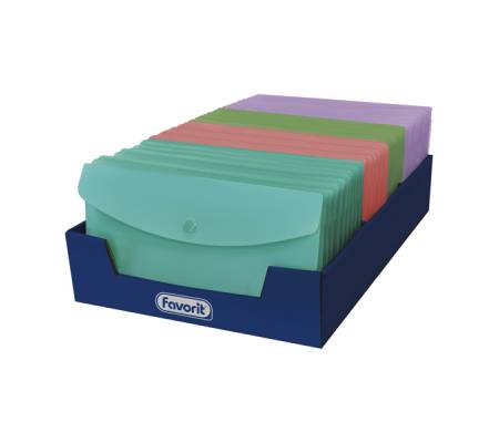 Buste con bottone - PPL - 9,9 x 21 cm - colori assortiti P@stel - conf. 30 pezzi - Favorit - 400153397 - 3045050459610 - DMwebShop - 1