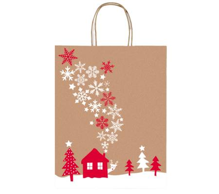 Shopper in carta kraft - con manici - 36 x 46 x 12 cm - fantasia natale - Sadoch - conf. 25 pezzi - Rex Sadoch - SDX36000NAT - 8006715199390 - DMwebShop - 4