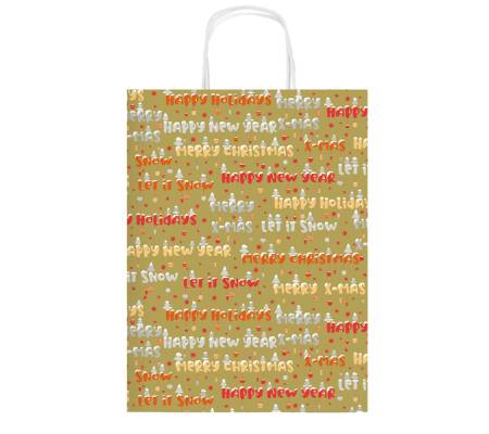 Shopper in carta kraft - con manici - 36 x 46 x 12 cm - fantasia natale - Sadoch - conf. 25 pezzi - Rex Sadoch - SDX36000NAT - 8006715199390 - DMwebShop - 5
