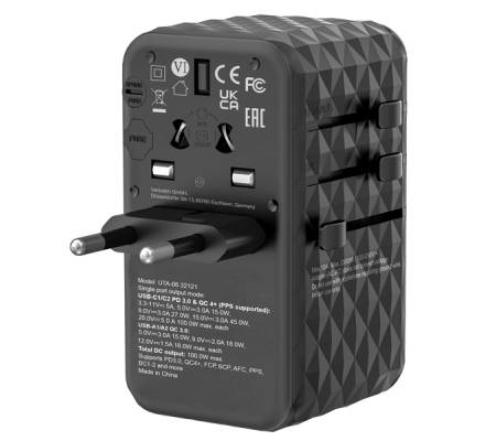 Adattatore da viaggio UTA-06 2x USB-C PD 100W e QC 4+-2x USB-A QC 3.0 - Verbatim - 32121 - 23942321217 - DMwebShop - 1