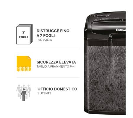 Distruggidocumenti M 7 cm a frammenti nero Fellowes 4701801 - 1360 - 1