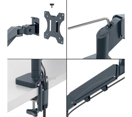 Braccio salvaspazio - per 1 monitor - grigio scuro - Leitz - 64890089 - 4002432134663 - DMwebShop - 2