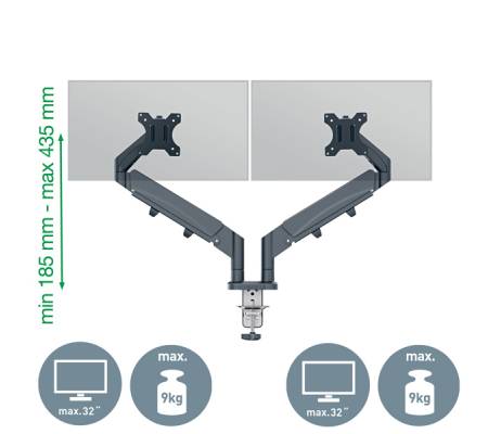 Braccio salvaspazio - per 2 monitor - grigio scuro - Leitz - 65370089 - 4002432134687 - DMwebShop - 1