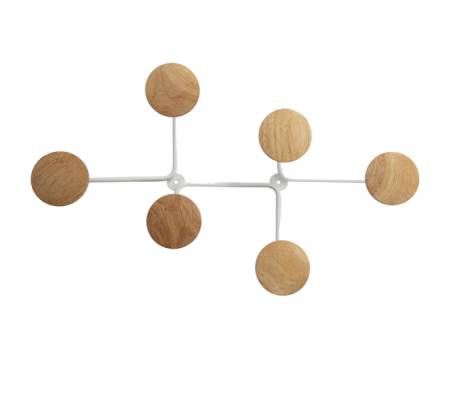 Appendiabiti da muro - 6 posti - 12 x 28 x 7 cm - metallo-legno - bianco - Alba - PMSIXBC - 3129710016228 - DMwebShop