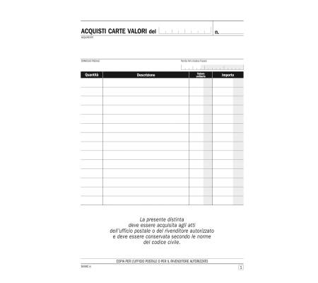 Blocco distinta acquisto carte valori 50,50 copie autoautoricalcanti 21,5 x 14,8 cm Data Ufficio DU1649C0000 - 11672 - 1