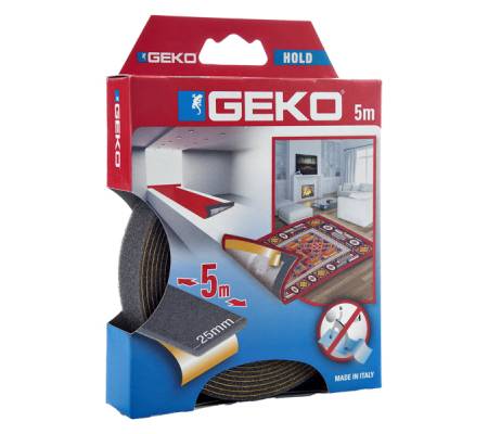 Nastro adesivo antiscivolo HOLD per tappeti e moquette 2,5 cm x 5 mt antracite Geko - 1297