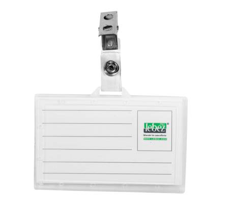 Portabadge con clip - PVC semirigido - 9 x 5,6 cm - conf. 50 pezzi - Lebez - 31-070-B - 26173A - DMwebShop
