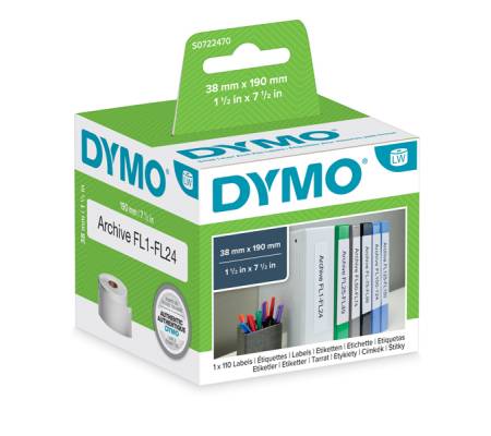 Rotolo 110 etichette LW 990180 - registratore-P - 38 x 190 mm - bianco - Dymo - S0722470 - 5411313990189 - DMwebShop