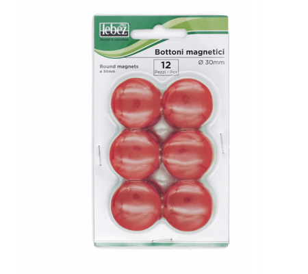 Bottoni magnetici - rosso - Ø 30 mm - blister 12 pezzi - Lebez - MR-30-R - 8007509000304 - DMwebShop