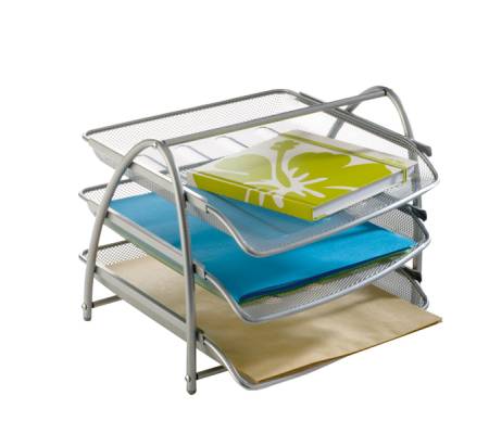 Vaschetta portacorrispondenza Mesh - 3 ripiani - 34 x 29 x 24,5 cm - rete metallica - argento - Alba - MESHTRAY3/M - 8012212923857 - DMwebShop