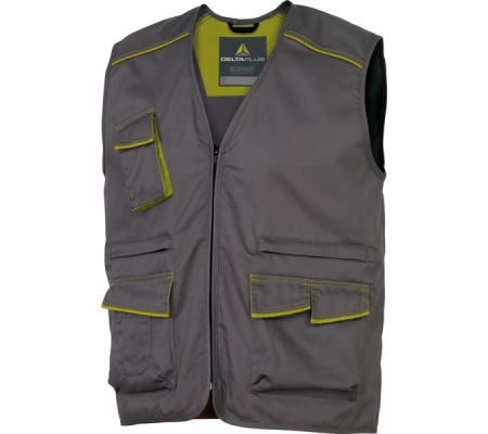 Gilet da lavoro Panostyle M6GIL - sargia-poliestere-cotone - taglia L - grigio-verde - Deltaplus - M6GILGRGT - 3295249151591 - DMwebShop