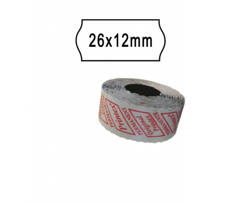 Rotolo da 1000 etichette a onda per Smart 8/2612 - 26 x 12 mm - adesivo permanente - bianco - pack 10 rotoli - Printex - 2612sbp10 - 8034049914037 - DMwebShop