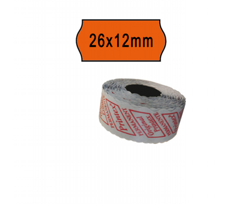 Rotolo da 1000 etichette a onda per Smart 8/2612 - 26 x 12 mm - adesivo permanente - arancio - pack 10 rotoli - Printex - 2612SFP10AR - 8034049914044 - DMwebShop