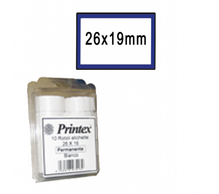 Rotolo da 600 etichette per Z 17 - 26 x 19 mm - adesivo permanente - bianco - cornice blu - nero - pack 10 rotoli - Printex - B10/2619BPSTBB - 8034049910831 - DMwebShop