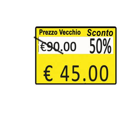 Rotolo da 600 etichette per Z 17 - 'PREZZO VECCHIO - SCONTO' - 26 x 19 mm - permanente - giallo - pack 10 rotoli - Printex - B10/2619/CPGSTS - 8034049912187 - DMwebShop