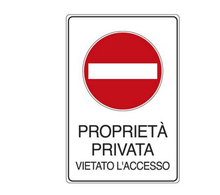 Cartello segnalatore - 30 x 20 cm - PROPRIETA' PRIVATA VIETATO L'ACCESSO - alluminio - Cartelli Segnalatori - 5613K - 8768925613126 - DMwebShop