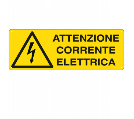 Cartello segnalatore - 35 x 12,5 cm - ATTENZIONE CORRENTE ELETTRICA - alluminio - Cartelli Segnalatori E1743K