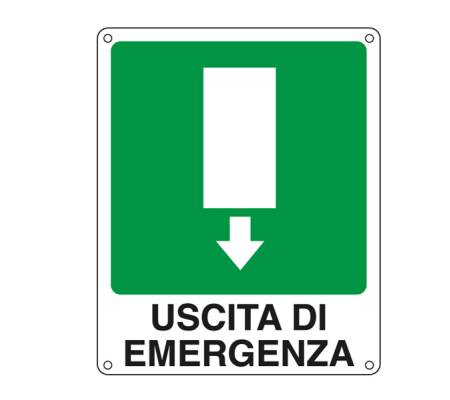 Cartello segnalatore - 25 x 31 cm - USCITA DI EMERGENZA - alluminio - Cartelli Segnalatori - 20107X - 8769092010756 - DMwebShop