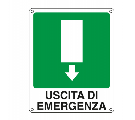 Cartello segnalatore - 25 x 31 cm - USCITA DI EMERGENZA - alluminio - Cartelli Segnalatori 20107X