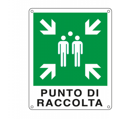 Cartello segnalatore - 25 x 31 cm - PUNTO DI RACCOLTA - alluminio - Cartelli Segnalatori E20153X