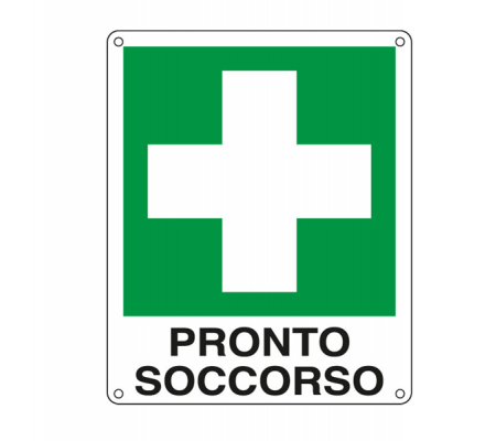 Cartello segnalatore - 12 x 14,5 cm - PRONTO SOCCORSO - alluminio - Cartelli Segnalatori E20101K
