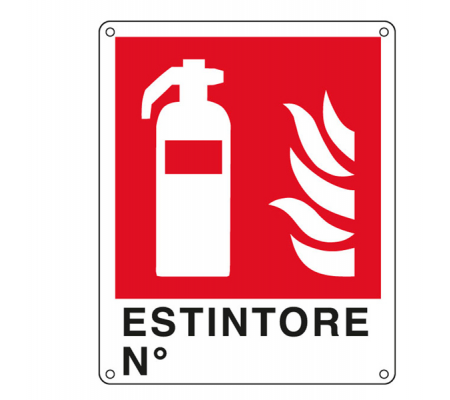 Cartello segnalatore - 25 x 31 cm - ESTINTORE N - alluminio - Cartelli Segnalatori E20150X