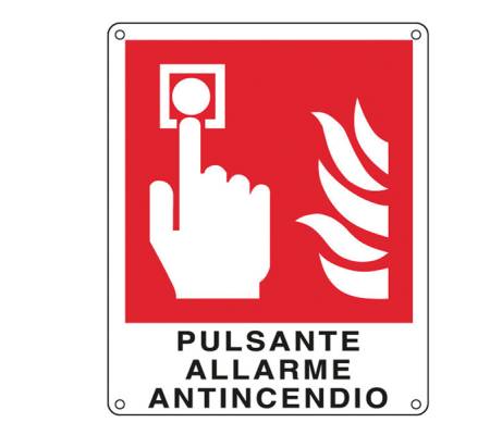 Cartello segnalatore - 12 x 14,5 cm - PULSANTE ALLARME ANTINCENDIO - alluminio - Cartelli Segnalatori - E20174K - 8769182017443 - DMwebShop