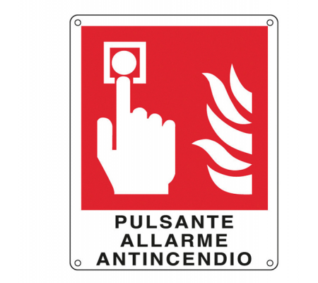 Cartello segnalatore - 12 x 14,5 cm - PULSANTE ALLARME ANTINCENDIO - alluminio - Cartelli Segnalatori E20174K