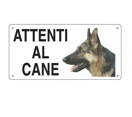 Cartello segnalatore - 25 x 12,5 cm - ATTENTI AL CANE - alluminio - Cartelli Segnalatori 8505