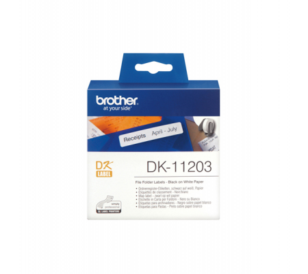 Rotolo 300 Etichette adesive 17 x 87mm - nero-bianco - Brother - DK-11203 - 4977766628150 - DMwebShop
