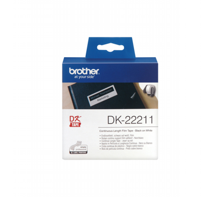 Nastro adesivo - in pellicola - nero-bianco - 29 mm x 15,24 mt - Brother - DK22211 - 4977766628204 - DMwebShop