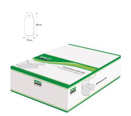 Etichette con filo - 13 x 34 mm - bianco - conf. 1000 pezzi - Lebez - A386 - 8007509003862 - DMwebShop
