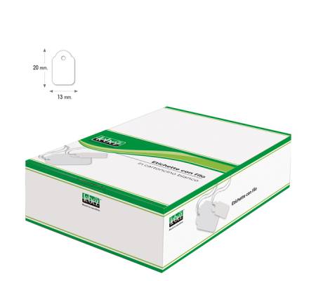 Etichette con filo - 13 x 20 mm - bianco - conf. 1000 pezzi - Lebez - A387 - 8007509003879 - DMwebShop