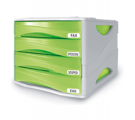 Cassettiera Smile - 29 x 38 x 25,5 cm - 4 cassetti da 5 cm - grigio-verde trasparente - Arda - TR15P4PV - 8003438005182 - DMwebShop