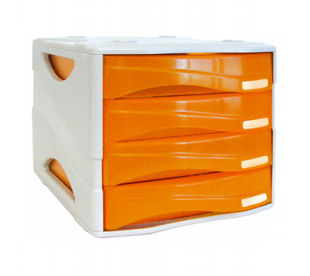 Cassettiera Smile - 29 x 38 x 25,5 cm - 4 cassetti da 5 cm - grigio-arancio trasparente - Arda - TR15P4PAR - DMwebShop