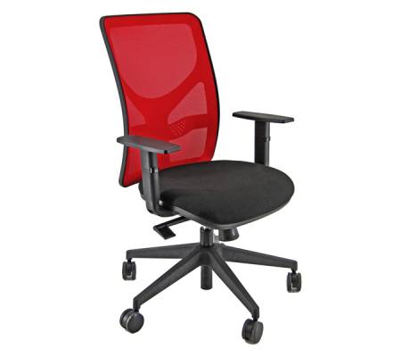Sedia operativa PNA - con ruote e braccioli - schienale in rete rosso-seduta nero - Unisit - PENA/BRF/EN/R. - 8050043743985 - DMwebShop