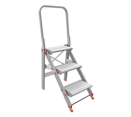 Scala sgabello Class Piu' con parapetto - 3 gradini - alluminio - Marchetti - 20523 - 8021227005168 - DMwebShop