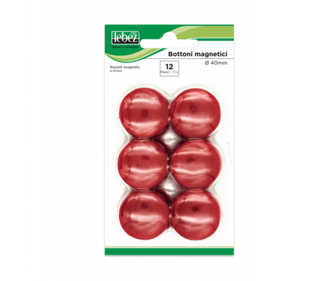 Bottoni magnetici - rosso - Ø 40 mm - blister 12 pezzi - Lebez - MR-40-R - 8007509002551 - DMwebShop