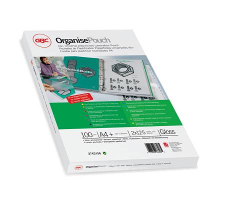 Pouches - A4+ - 228 x 303 mm - 2 x 125 micron - preforata organise - scatola 100 pezzi - GBC - 3743156 - 33816033085 - DMwebShop