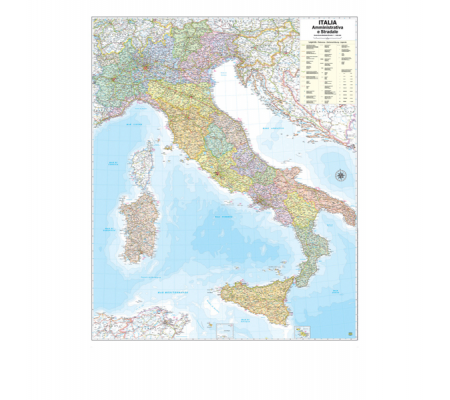 Carta geografica Italia amministrativa e stradale - murale - 97 x 122 cm - Belletti - M08PL/07 - 9788881465323 - DMwebShop